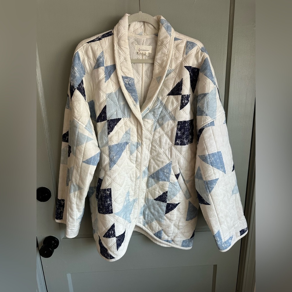 Anthropologie Quilted Jacket in Blue and White - Picture 8 of 15
